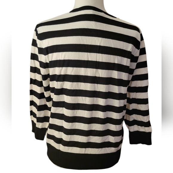 ANN TAYLOR EMBELLISHED STRIPED CARDIGAN SWEATER - Picture 6 of 8